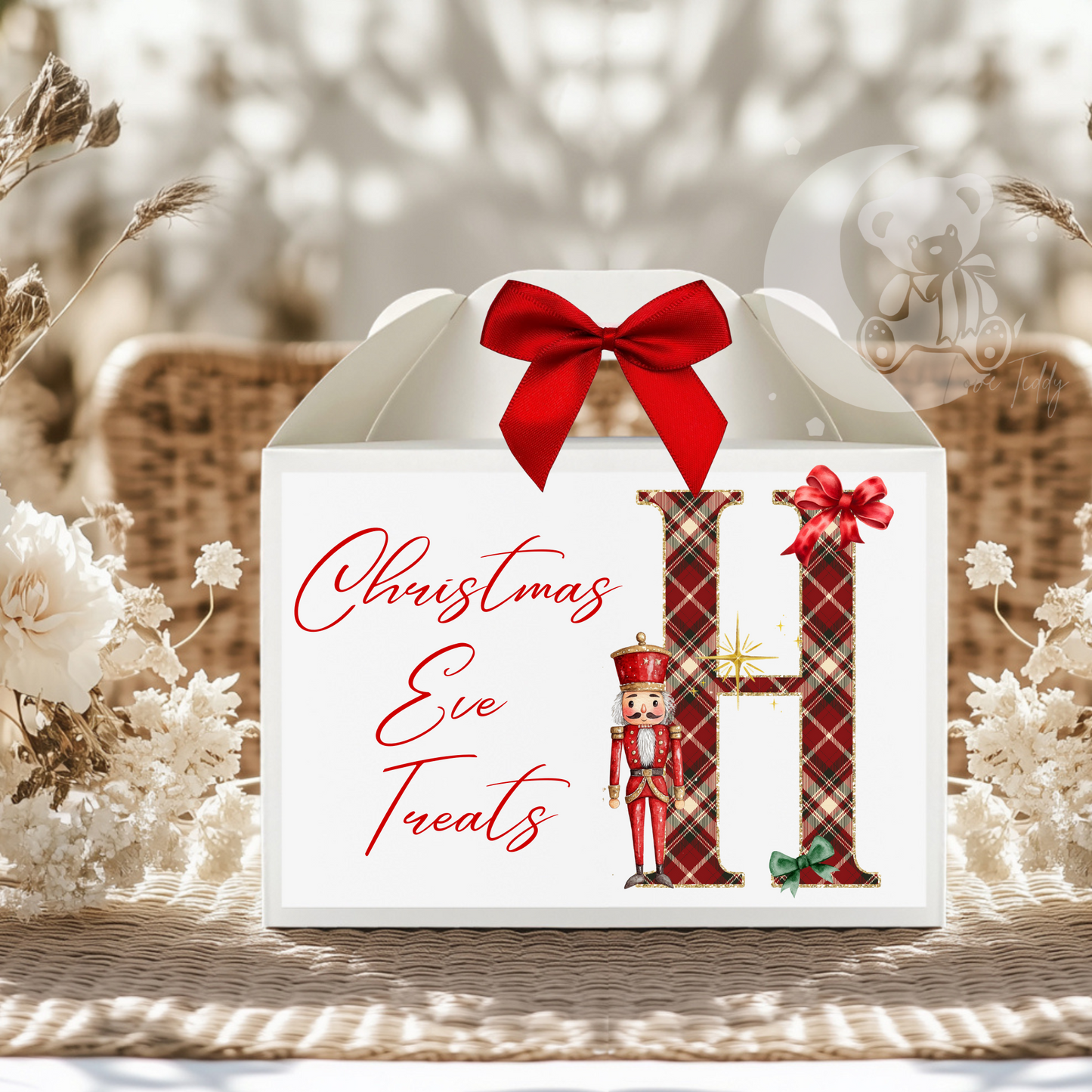 Personalised Tartan Initial Letter Nutcracker Christmas Treat Box