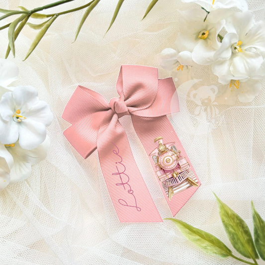 Personalised Polar Express Hair Bow With Crocodile Clip - Pink