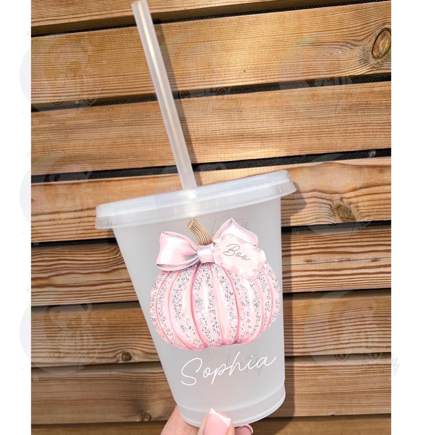 Halloween pumpkin cute girly bow tag frosted cup with straw tumbler kids 16oz boo basket gift personalised autumn reusable
