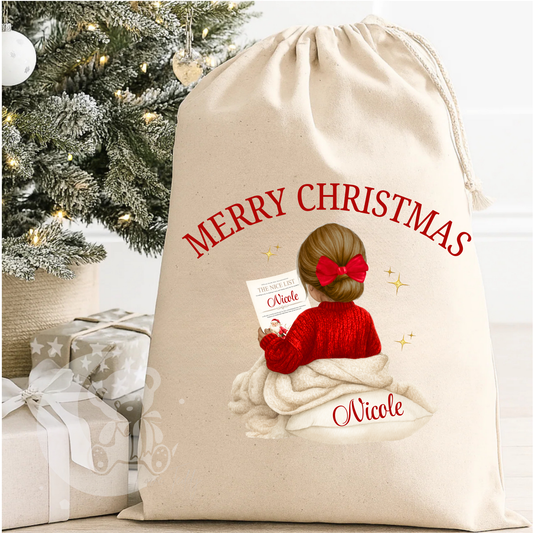 Personalised The Nice List Christmas Sack - Girls.