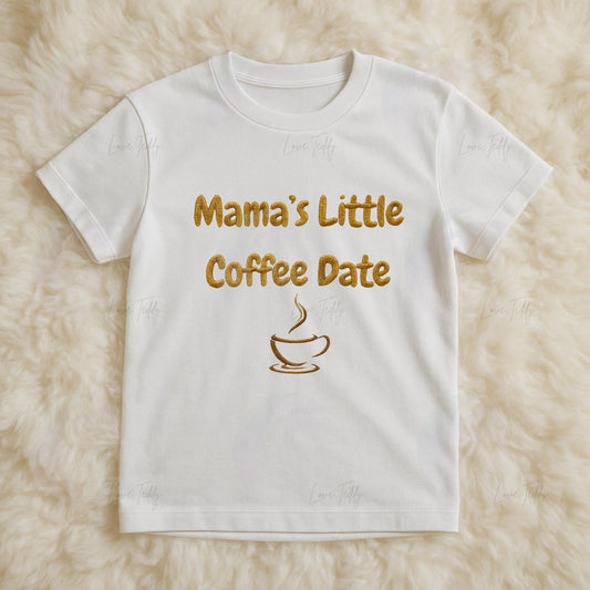 Mamas little coffee date collection embroidery style baby kids children’s tshirt bodysuit vest baby grow