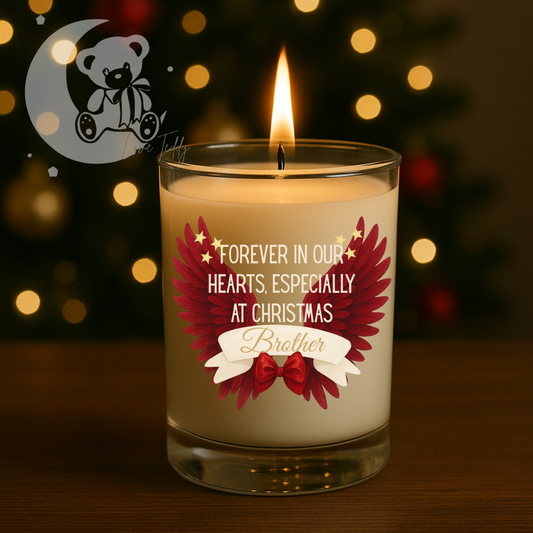 Christmas memorial angel wings red candle gift - fully customisable
