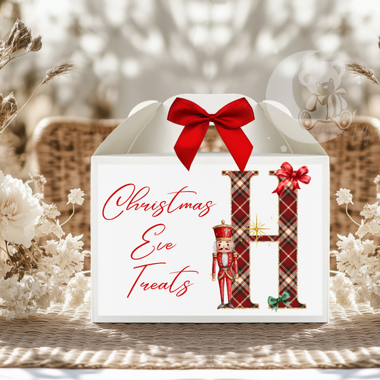 Personalised Tartan Initial Letter Nutcracker Christmas Treat Box
