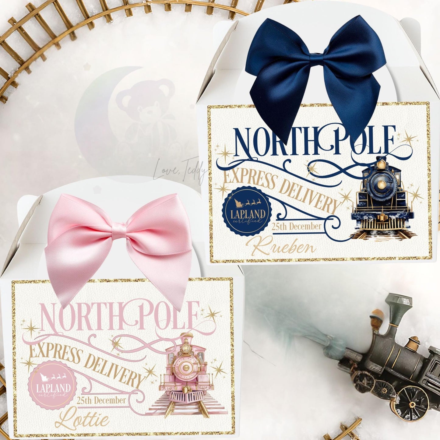 Personalised Express Train Treat Box Navy Blue or Pink