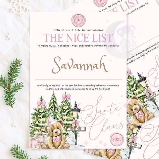 The Nice List Letter From Santa Pink Teddy Bear