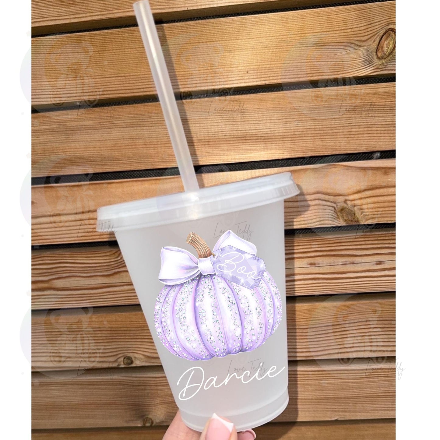 Halloween pumpkin cute girly bow tag frosted cup with straw tumbler kids 16oz boo basket gift personalised autumn reusable