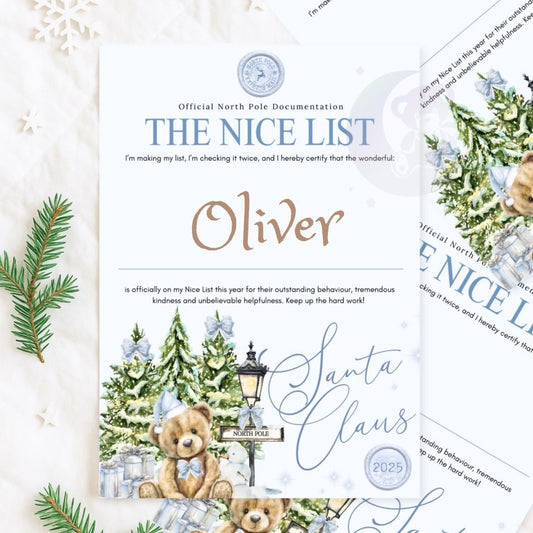 The Nice List Letter From Santa Blue Teddy Bear