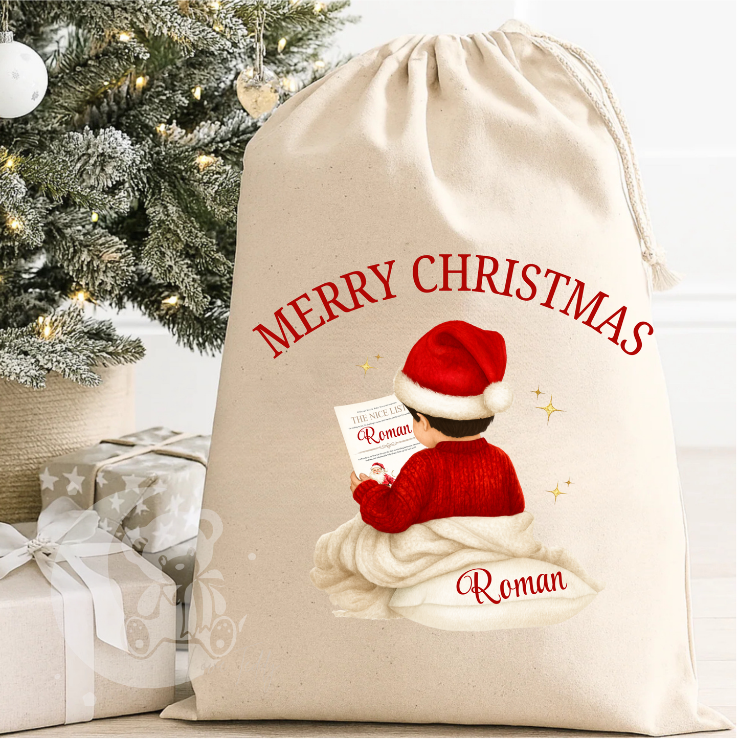 Personalised The Nice List Christmas Sack - Boys.