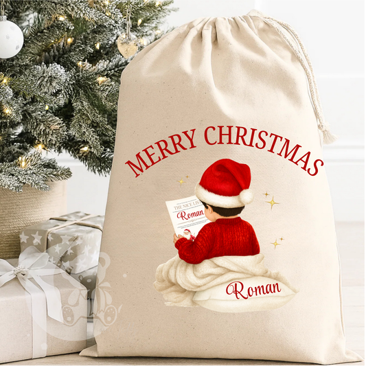 Personalised The Nice List Christmas Sack - Boys.
