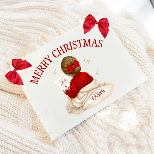 Personalised The Nice List Christmas Magnetic Christmas Eve Box With Bow - Girls.
