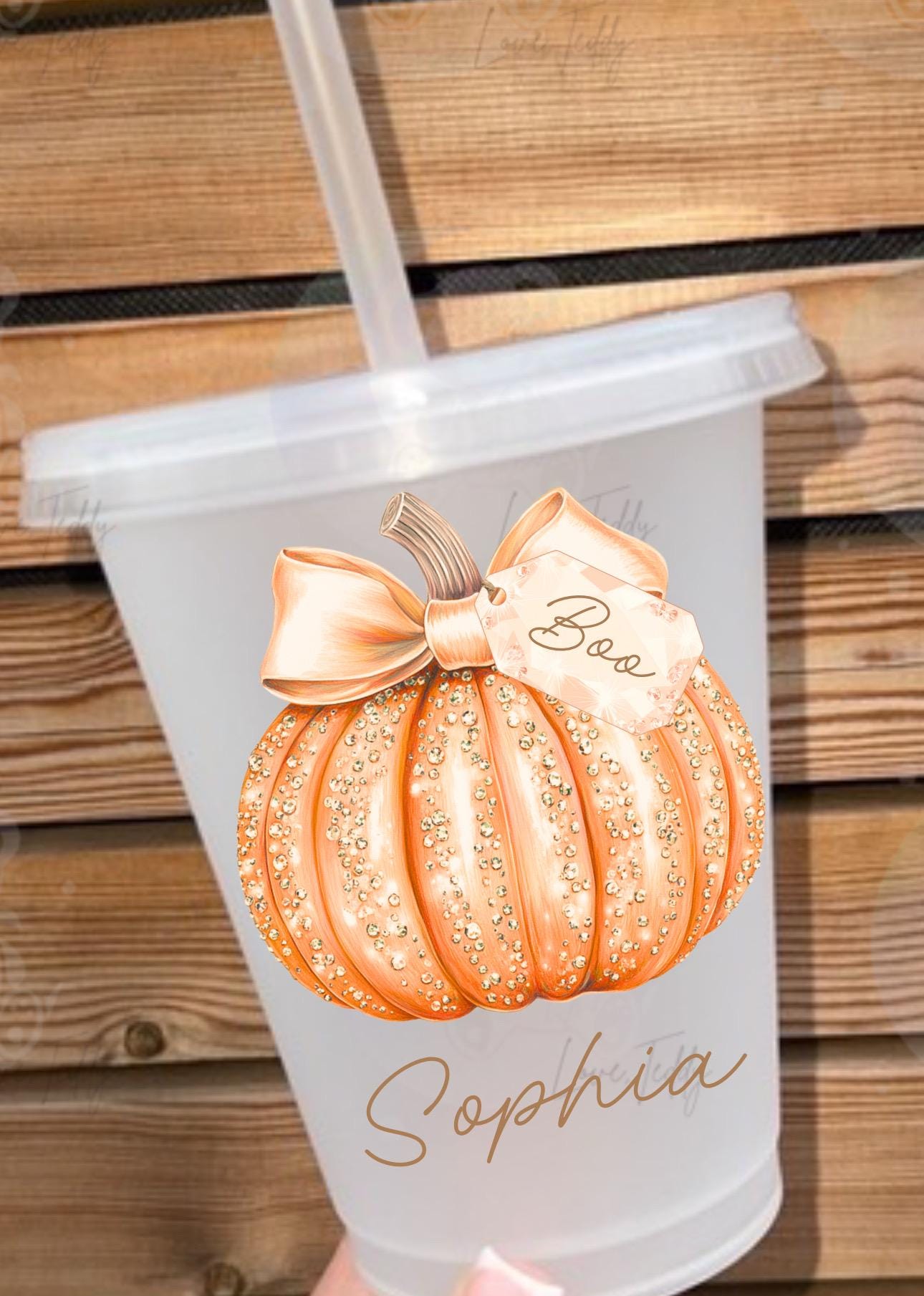 Halloween pumpkin cute girly bow tag frosted cup with straw tumbler kids 16oz boo basket gift personalised autumn reusable