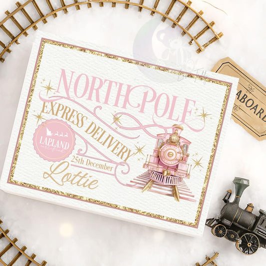 Personalised Express Train Magnetic Box Baby Pink & Gold