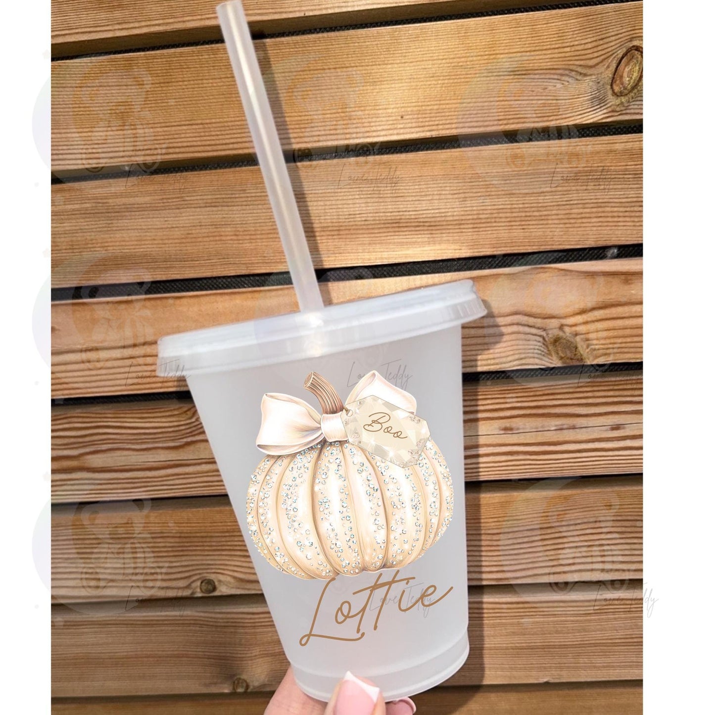 Halloween pumpkin cute girly bow tag frosted cup with straw tumbler kids 16oz boo basket gift personalised autumn reusable